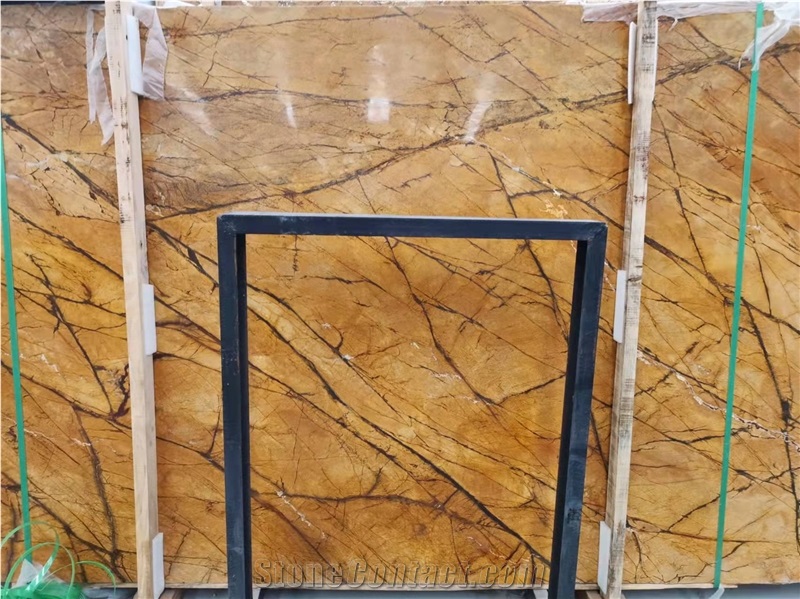 Natural Stone Rainforest Brown Marble Slabs 