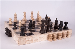 Chess Board Cream And Black Marble