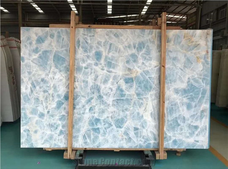 China Blue Onyx Backlit Slab Wall Flooring House Tile