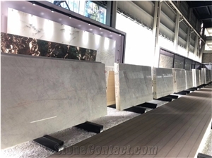 Crystal White Quartzite Slab Tiles Bar Table Backlit