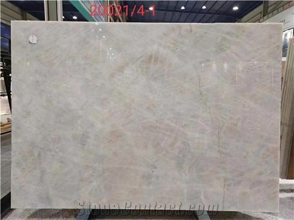 Crystal White Quartzite Slab Tiles Bar Table Backlit 