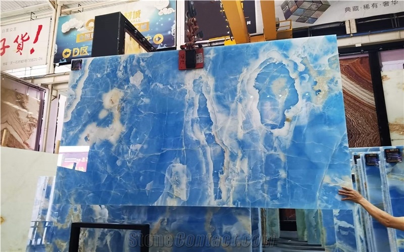 Natural Blue Onyx Polished Dream Ocean Slabs