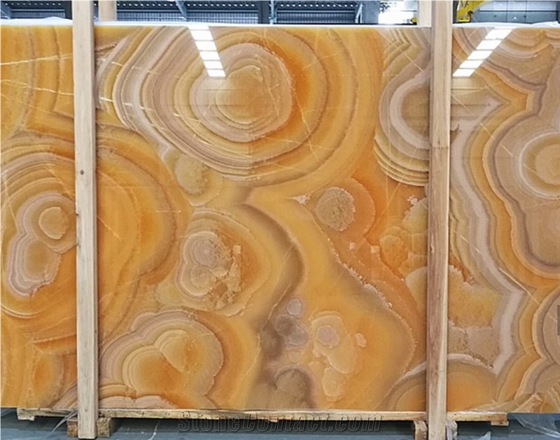 Orange Yellow Onyx Slab Tiles Polished