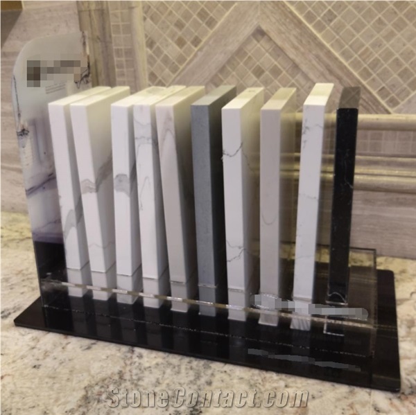 Acrylic Granite Marble Stone Desk Display Stand For Sample