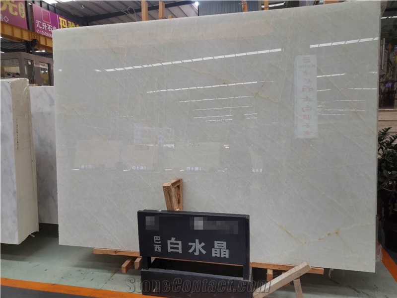 Brazilian White Crystal Stone Slab For Wall Cladding