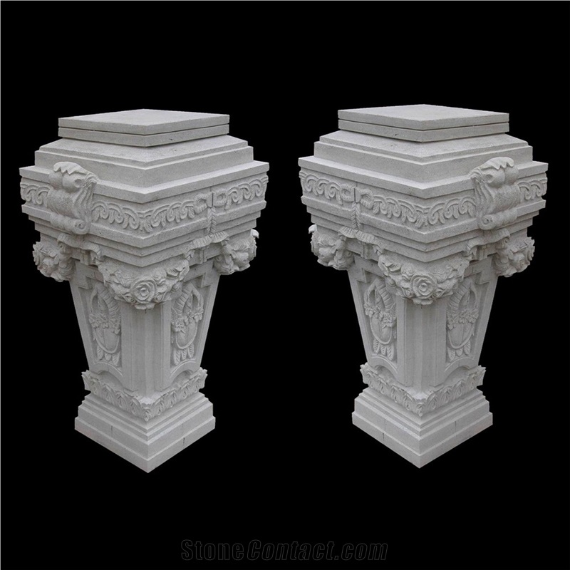 Carved Roman Column Base Solid For Building Gate Decoration