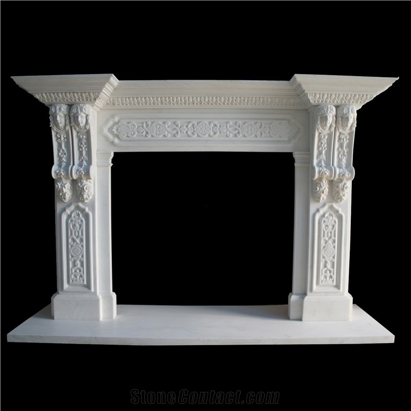 Carving Factory White Marble Fireplace Sculptured