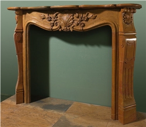 Dark Gold Marble Polished Retro Style Fireplace Hearth