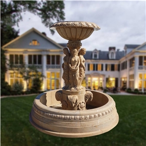 Factory Outlet Sale Beige Limestone Garden Fountain