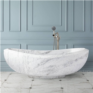Factory Owner Free Standing Oval Marble Bathtub Flat Project