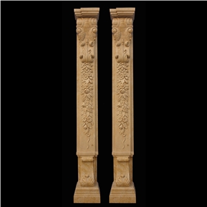 Factory Price Royal Yellow Marble Solid Carved Column