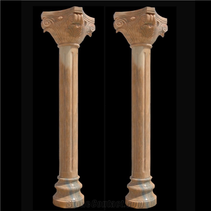 Factory Price Royal Yellow Marble Solid Carved Column