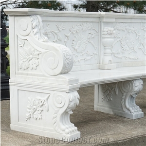 Factory Sell Exterior Marble Patio Bench Sculptured