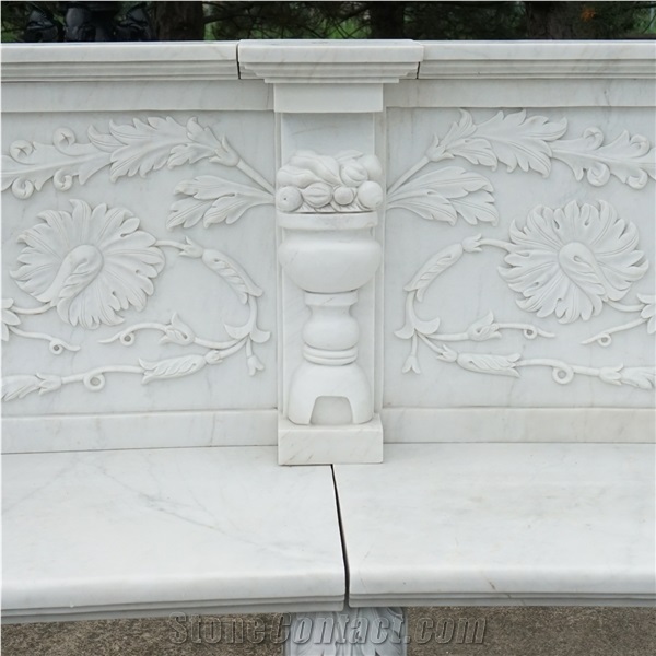 Factory Sell Exterior Marble Patio Bench Sculptured