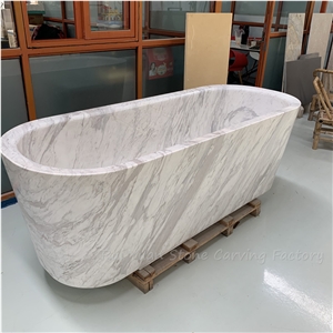 Factory Sell Volakas White Marble Bathtub In Discount