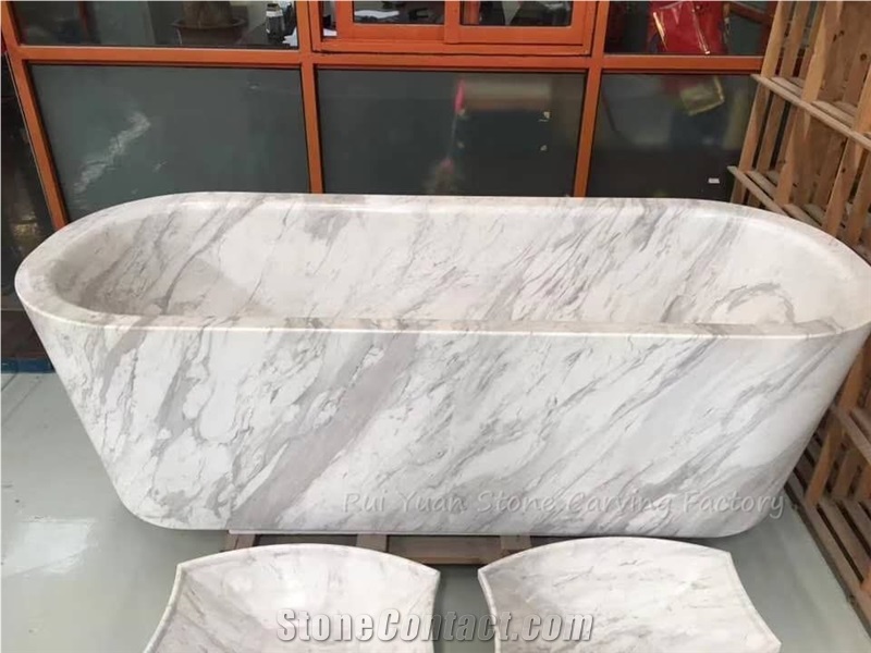 Factory Sell Volakas White Marble Bathtub In Discount