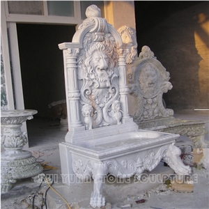 Factory Seller Bianco Carrara Lion Head Wall Mounted Fountain