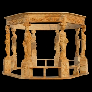 Gold Marble Landscaping Gazebo For Fountain Plaza