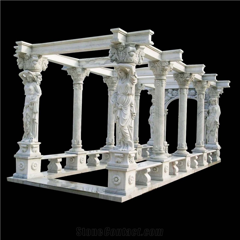 Gold Marble Landscaping Gazebo For Fountain Plaza