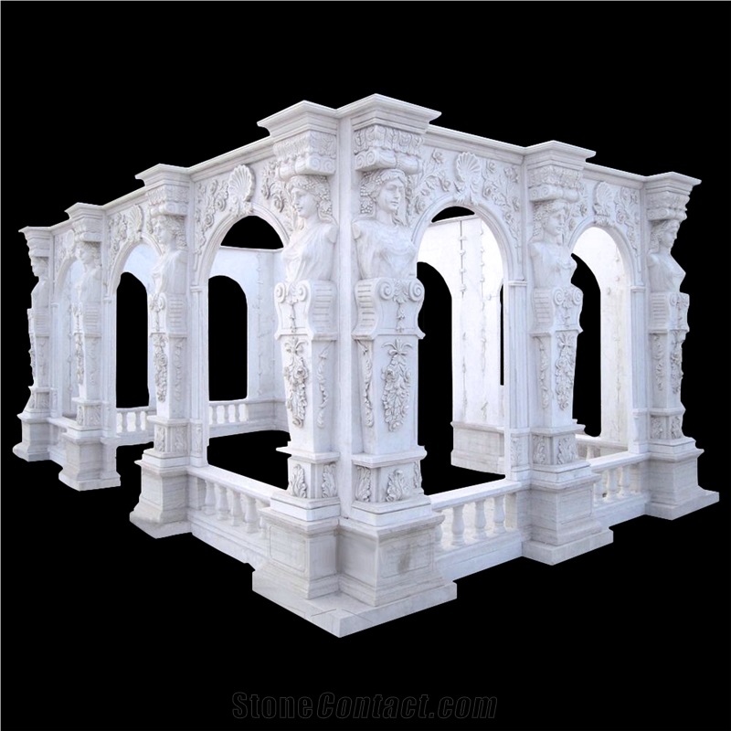 Gold Marble Landscaping Gazebo For Fountain Plaza