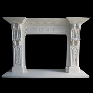 Hand Carved Furniture Stone Fireplace Human Sculptured