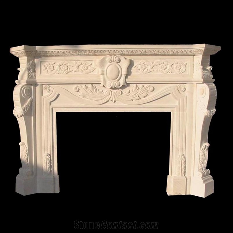 Hand Carved Furniture Stone Fireplace Human Sculptured