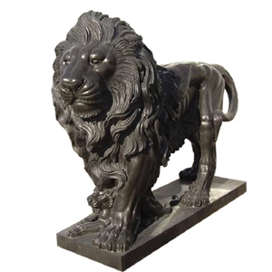 HONED BLACK MARBLE GARDEN LION