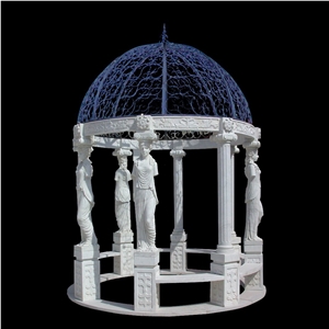 Marble Garden Gazebo Hand Carved For Exterior Design
