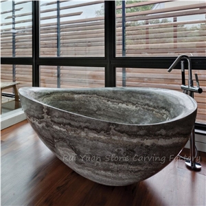 Persian Silver Travertine Bathtub Customized For Flats&Hotel