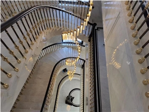 Volakas Marble Stairs Riser Polished Villa Interior Design