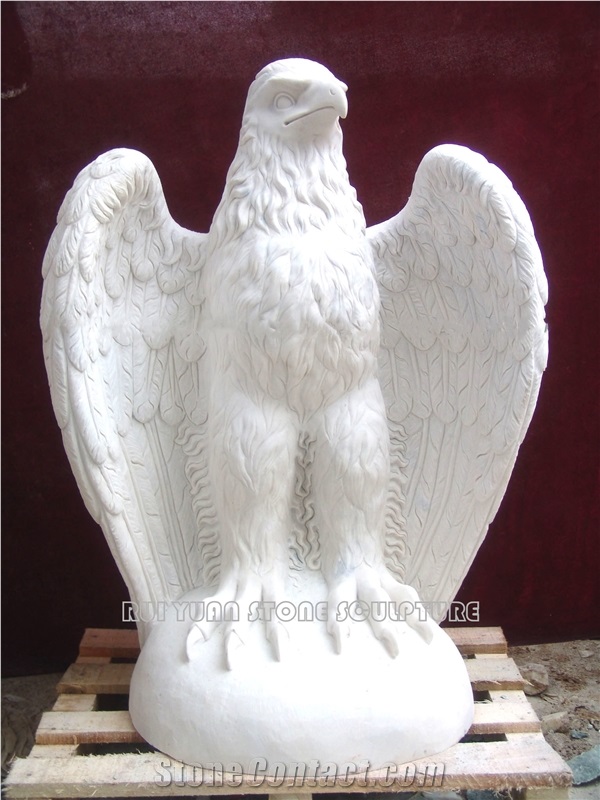 White Marble Eagle Hand Carving Sculpture