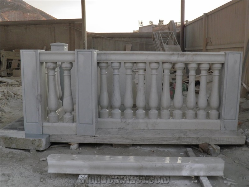 White Marble Polished Stone Handrail Balustrade