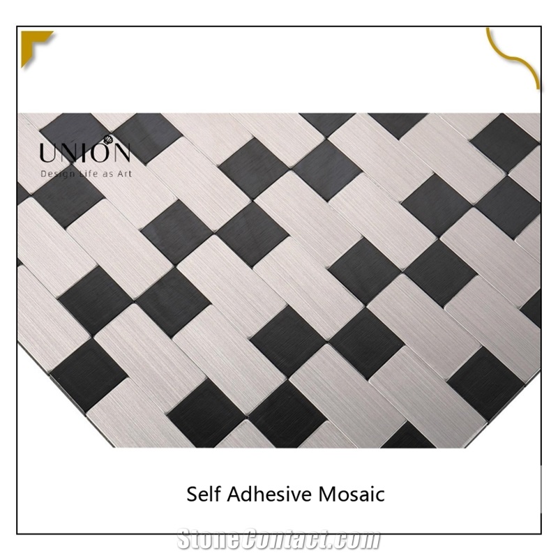 Black Mixed White Peel And Stick Backsplash Mosaic Tile For Kitchen