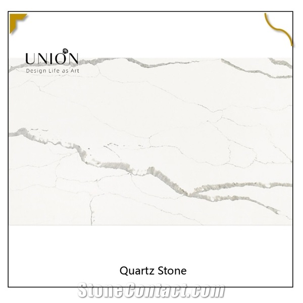 Home Natural Stone White Marble Look Square Quartz Slabs Tiles