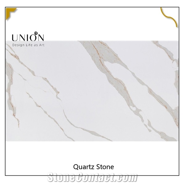 Home Natural Stone White Marble Look Square Quartz Slabs Tiles