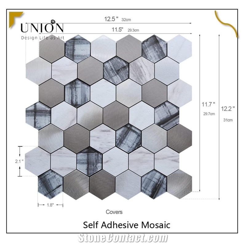 Kitchen Backsplash Self-Adhesive Hexagon Mosaic Wall Decor 