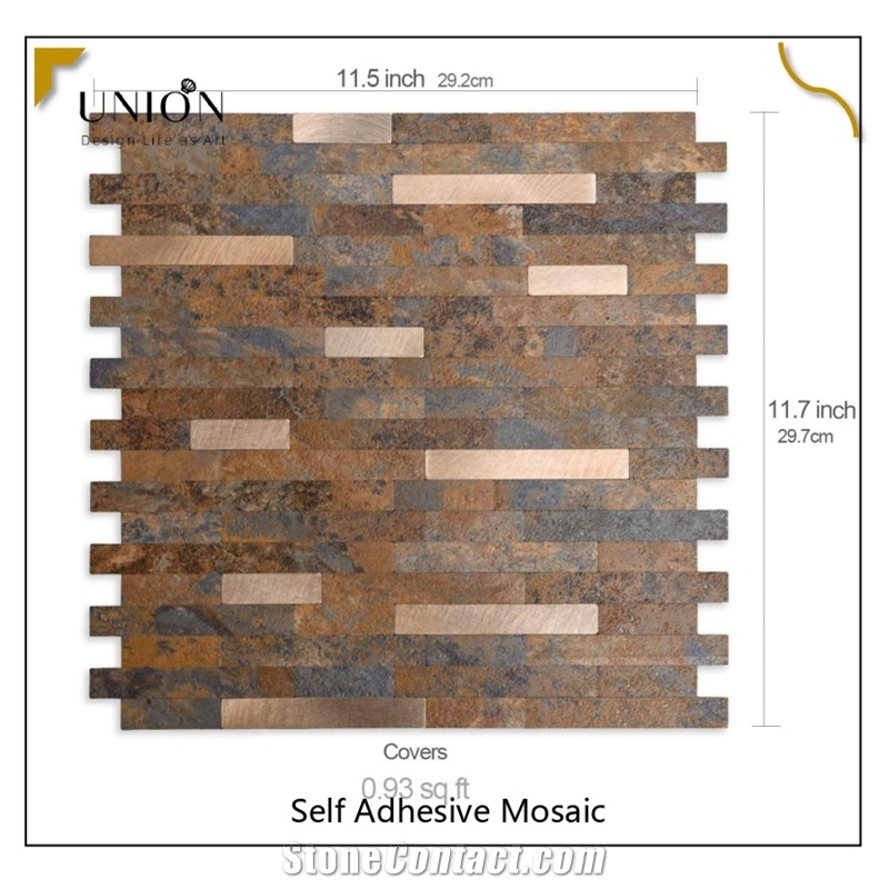 PVC Rusty Slate Backsplash Stone Tile Peel And Stick Wall Panel