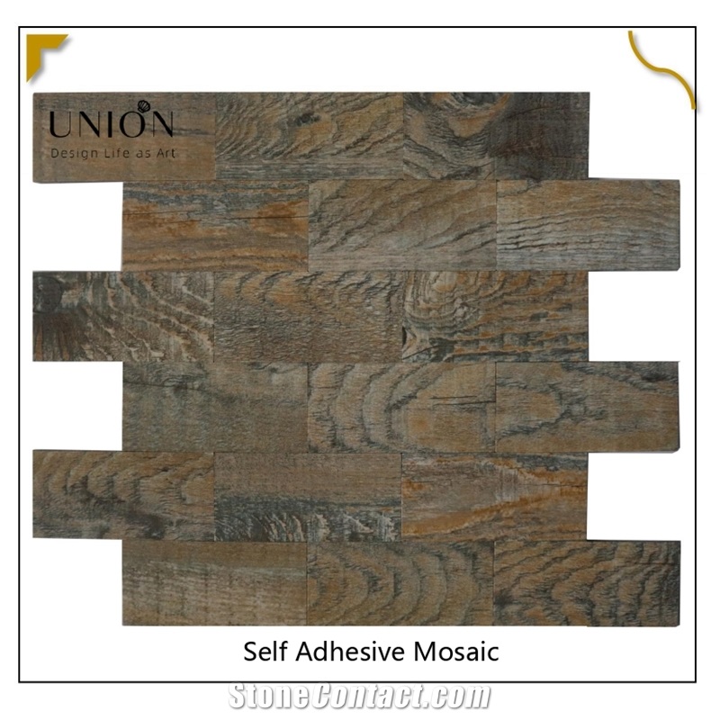 Waterproof Pvc Composite Vinyl Subway Wood Look Floor Mosaic