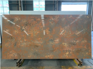 Beige Artificial Quartz Slab Rusty Yellow Quartz Stone Slab
