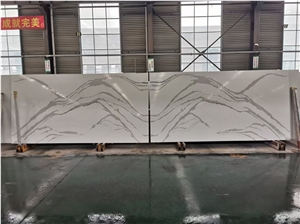 Bookmatched Calacatta White Quartz Floor White Quartz Slabs