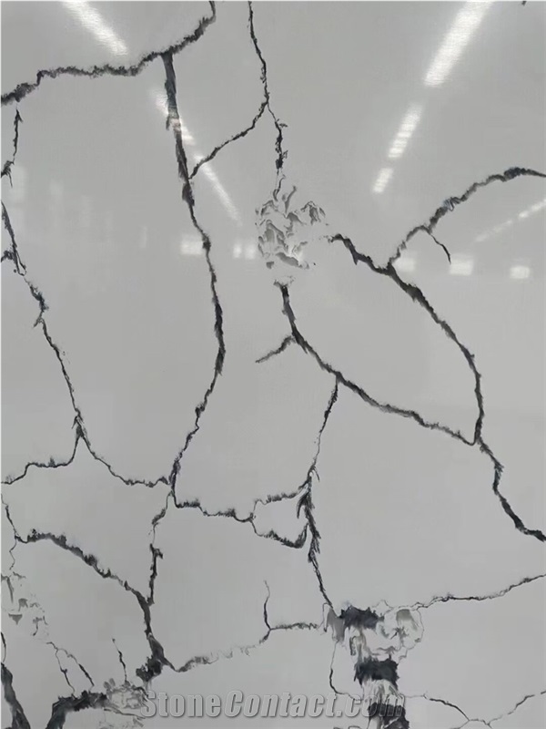 Marble Look Calacatta White Artificial Quartz Slabs