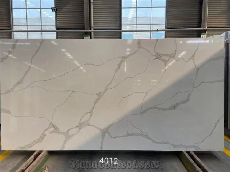 White Calacatta Quartz Slab  Engineered Stone Slabs
