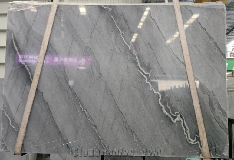 Book Matched Bruce Grey Marble Slabs  Ash Grey Marble Tiles