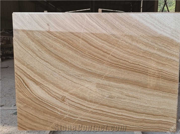 Wooden Yellow Marble Slabs Gold Wooden Grain Marble Flooring