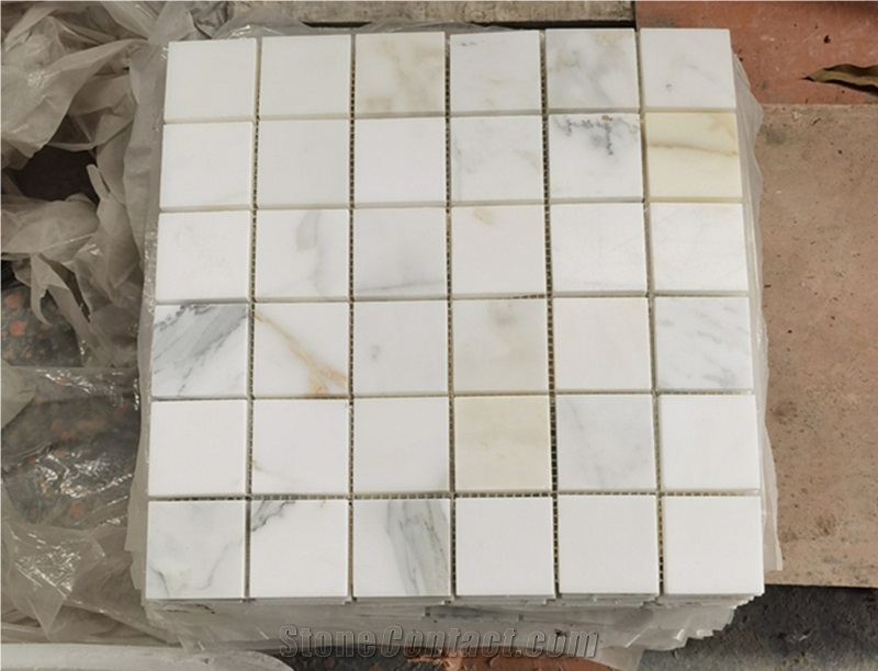 Calacatta Gold Marble Square Shape Mosaic Tile