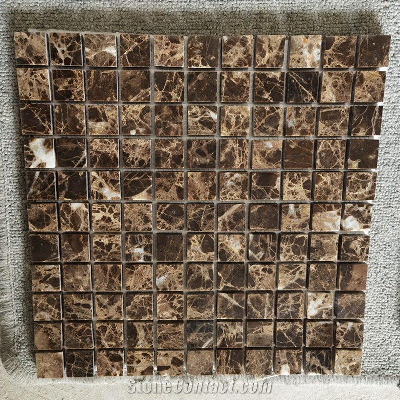 Dark Emperador Marble Square Shape Mosaic Tile