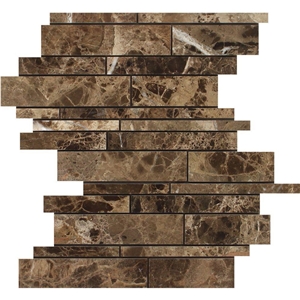 Emperador Dark Marble Random Strip Mosaic Tile