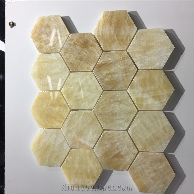 Honey Onyx 2" Hexagonal Mosaic Tile
