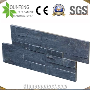 18*35CM Split Face Black Stacked Slate Natural Stone Veneer