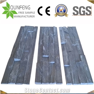 Black Split Face Slate Natural Stacked Stone Ledger Panels